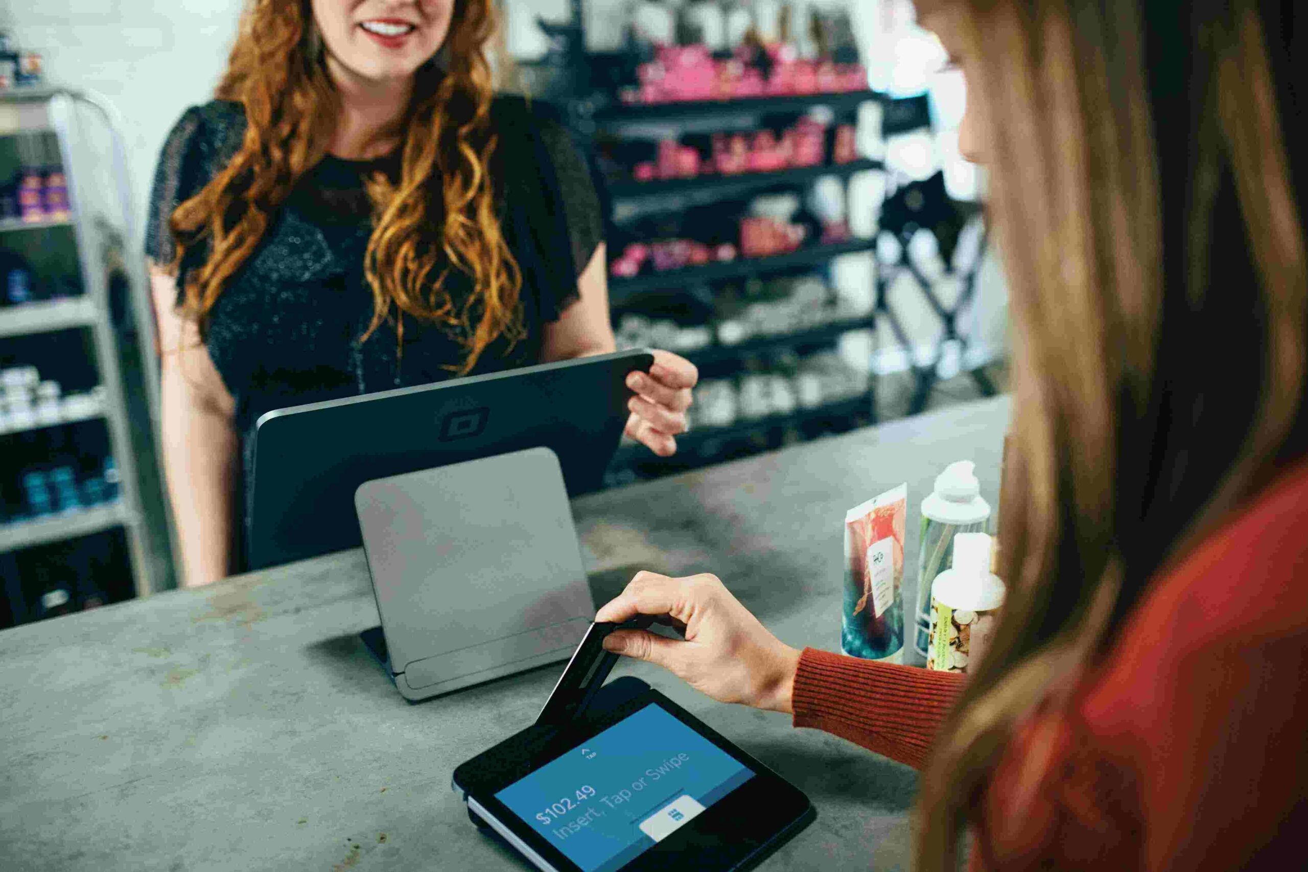 customer purchasing goods at a store